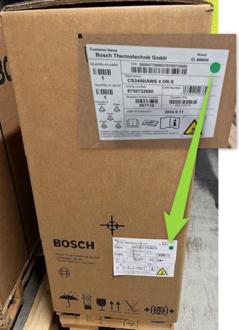 CS3400i doossticker met groene stip