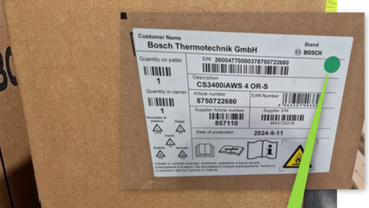 CS3400i doossticker met groene stip