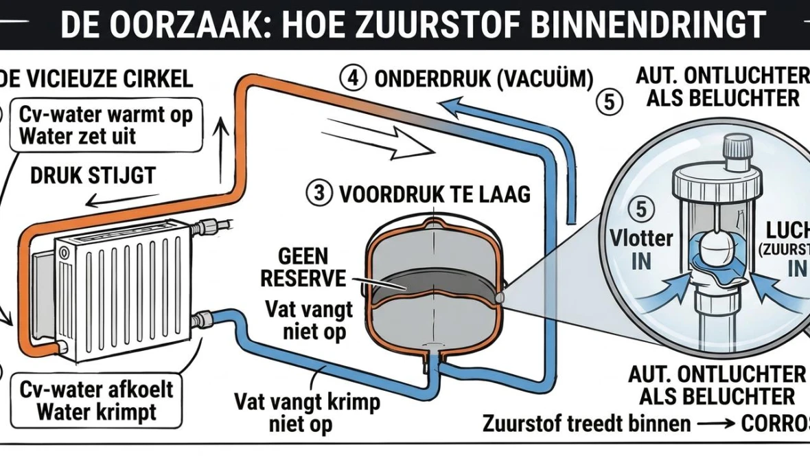 Waarom een slap expansievat een 'stofzuiger' wordt